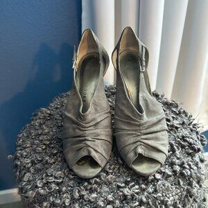 Audrey Brooke Gray Peep Toe Heels